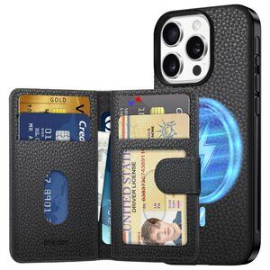 SHIELDON Wallet Case for iPhone 16 Pro, Genuine Leather